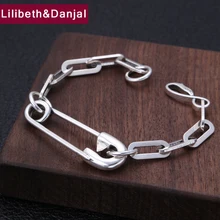 Группы браслет Настоящее серебро 925 пробы для Для женщин Для мужчин Творческий штыревой браслет ювелирных изделий Tom надеюсь Мода B05