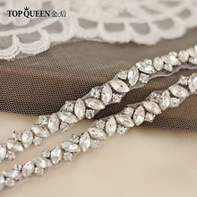 TOPQUEEN S404 стразы, Свадебные ремни, свадебный пояс, бриллиантовый тонкий пояс для невесты, для девочки, свадебные пояса для винтажного свадебного платья