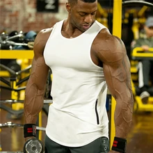 Спортивная одежда Стрингер, майка для бодибилдинга, мужская майка для фитнеса, майка без рукавов, однотонная хлопковая майка