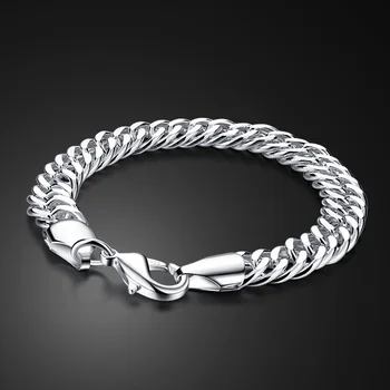 

Genuine 100% 925 sterling silver Men Bracelet Fashion solid Silver 10mm 20cm Cuban whip chain Wholesale man jewelry gift