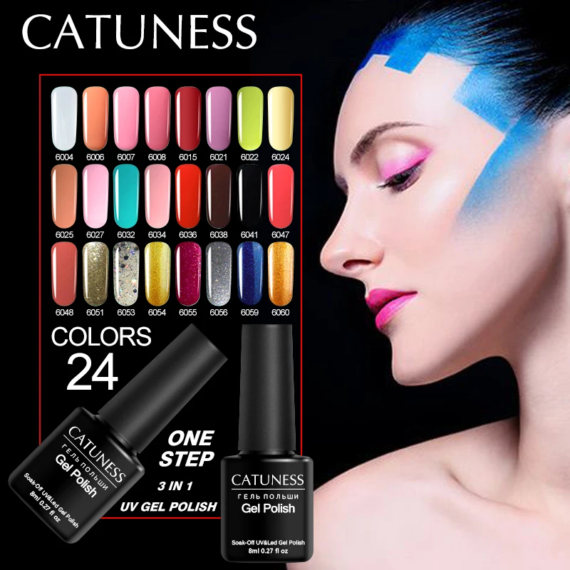 

CATUNESS UV One Step Gel 3 In 1 UV Nail Polish Nail Art Soak Off UV LED Nail Lamp Shining Glitter Gel Glue No Need Top Base Coat