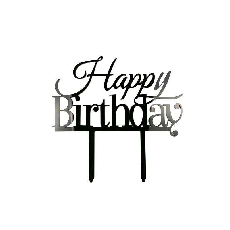 1Pcs Black 50th Birthday Party Cake Decorations Happy Birthday Cake Topper Acrylic Cake Wedding Cake Topper Decor Supplies