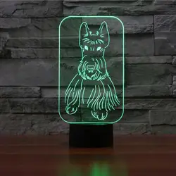 3D Led творческий визуальный Ночная Новинка шотландский терьер собака моделирование 7 цветов Собака светильники спать Декор подарок