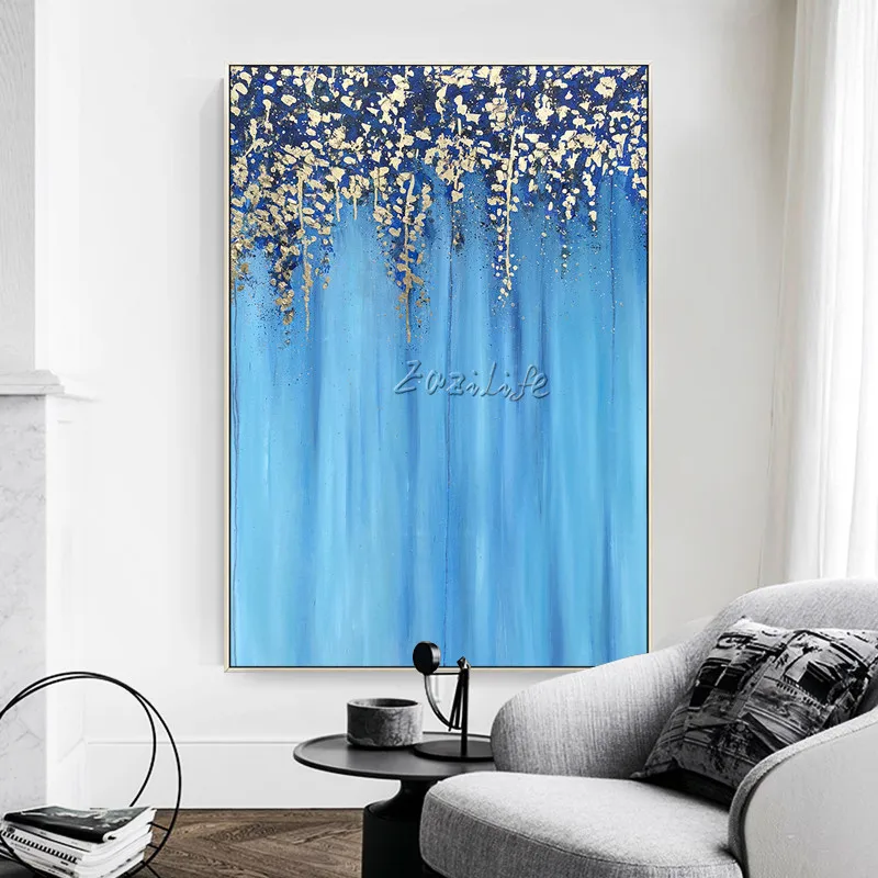 Blue Gold Modern Abstract Oil Painting Acrylic Wall Art Pictures Canvas Painting for living room Home Quadros Caudros Decoracion Blue Gold Modern Abstract Oil Painting Acrylic Wall Art Pictures Canvas Painting for living room Home Quadros Caudros Decoracion