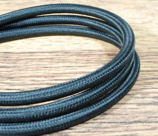 8 м 2*0,75 Эдисон текстильный кабель, тканевый провод для люстры кулон провода ламп плетеная ткань Электрический кабель винтажный шнур лампы черный - Цвет: black