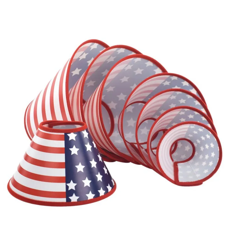 

Dog Cat Anti-Bite Pet Protective Collar Wound Healing Protection Cover Cone Shape USA Flag Style Shower Tool Prevent bite