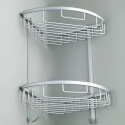 Двухярусная корзина для душа угловая полка в ванную алюминиевая планка с крючками для кухни с крюком для полотенец