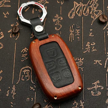 

Genuine Leather Red Sanders Design Car Key Case Key Chain For Jaguar Land Rover Range Rover Evoque Discovery 4 /Discovery Sport