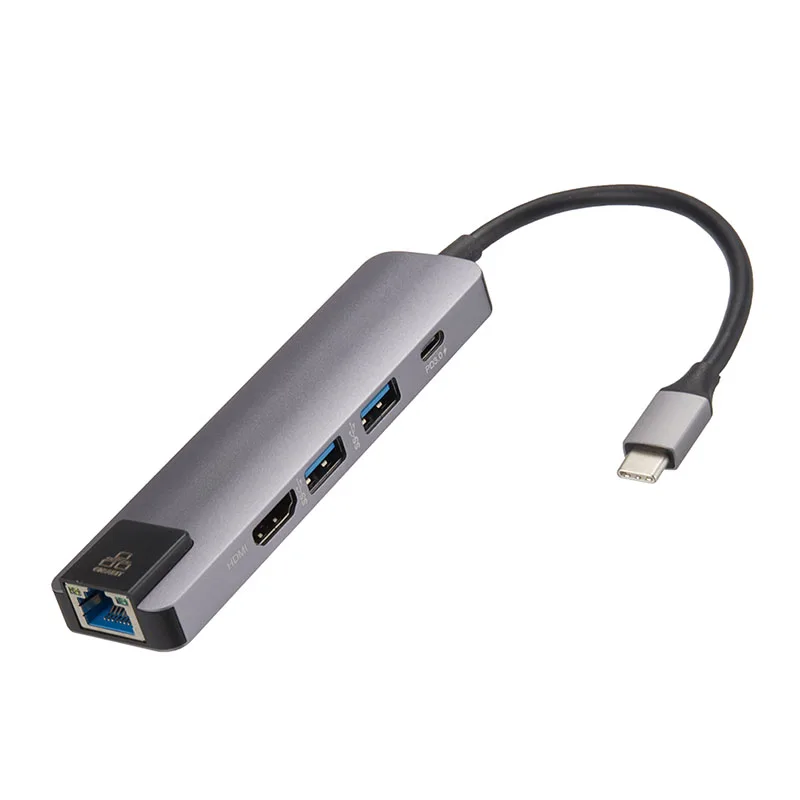 Nuevo 5 en 1 USB tipo C Hub USB3.0 HDMI Ethernet RJ45 PD Multiports adaptador para MacBook - 6