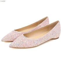 Модные Для женщин обувь на плоской подошве Пикантный острый носок женская низкая обувь на каблуке Женская обувь на плоской подошве Весна вечерние свадебные женские балетки Для женщин