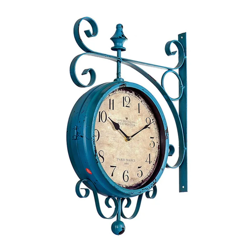

Double Sided Wall Clock Watch Mechanism Shabby Chic Wrought Iron Secret Stash Wall Clock Digital Clocks Relogio Parede 50ZB267