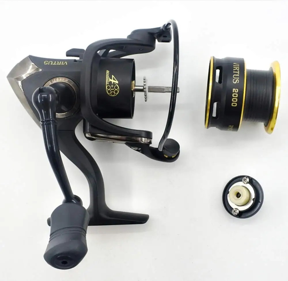 Carretel de Pesca Molinete de Fiação Carretéis com Alça 4 + 1 Original Virtus Rolamentos 5.1:1 Relação 2.5 Kg-7.5 kg Potência Japão Cnc 5.0:1 - 10 High Quality Esporte e Lazer