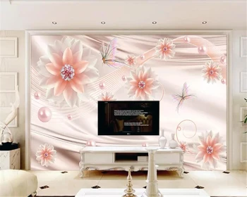 

beibehang papel de parede 3d Dream Rose Golden Butterfly Love Flower Jewelry Wall Mural Background Wall wallpaper for walls 3 d