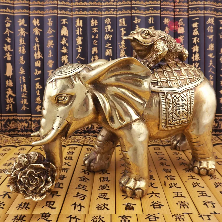 

Brass elephant toad lucky toad chinese cabbage one hundred financial feng shui decoration lucky ruyi