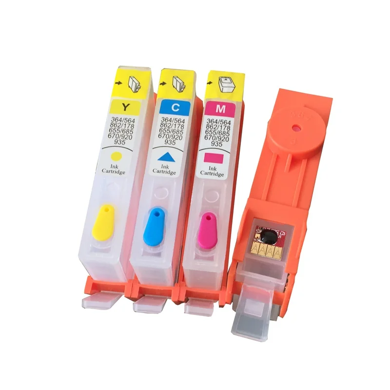 4 Colors For HP 655 HP655 Empty Refillable Ink Cartridge With Resettable Chip For HP Deskjet