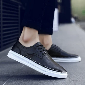 

Loafers genuine Leather Men Shoes lace up Luxury Brand Social outdoor Fashion Designer Men Shoes Vintage Mocassins Homme L4