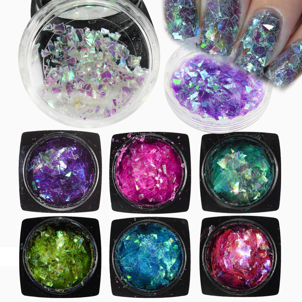 

SWEET TREND 1 Bottle Transparent Glitter Nail Tips Shining Irregular Shape Shell Paillette 3D DIY Decoration Tools LABGZ01-12