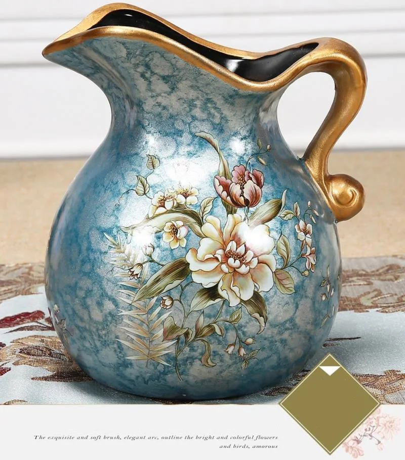 Современная роскошь простой Меса живописи цветов и птиц в вазе керамический маленький горшок для молока процесс украшения дома