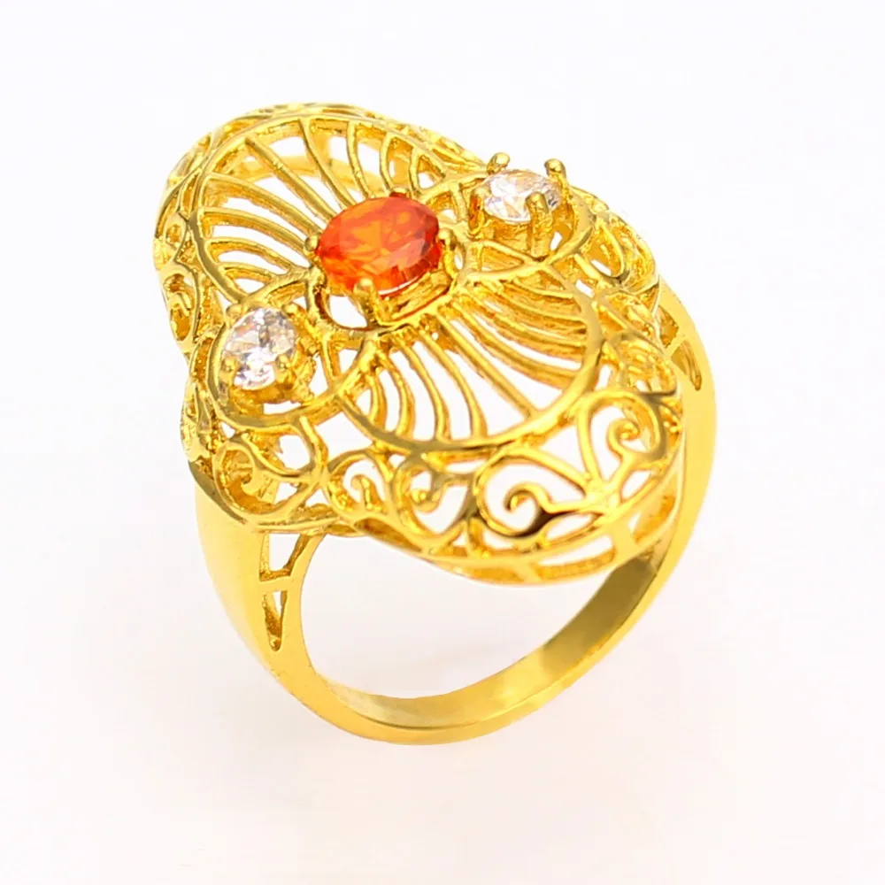 JH красный камень Брендовое кольцо свадебное Дубай/Эфиопию/украшения Африки золото нерегулярные большие кольца для женщин мужчин