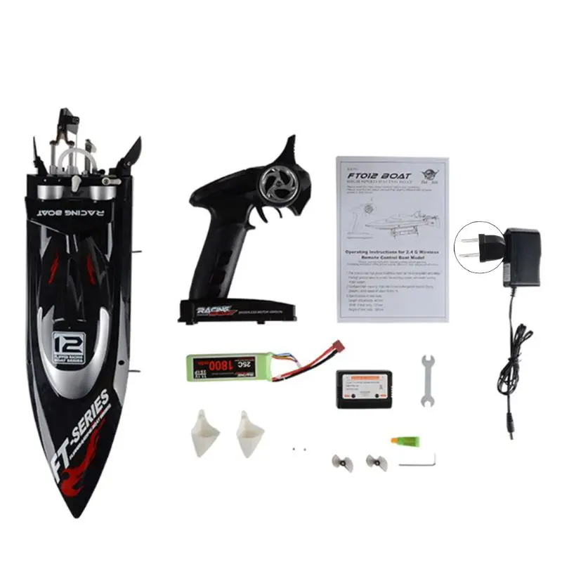 Feilun FT012 2.4G RC قارب 45 km/h قارب سباق عالي السرعة سريع السفينة مع فرش السيارات نظام مياه التبريد انقلبت RTR Feilun FT012 2.4G RC قارب 45 km/h قارب سباق عالي السرعة سريع السفينة مع فرش السيارات نظام مياه التبريد انقلبت RTR