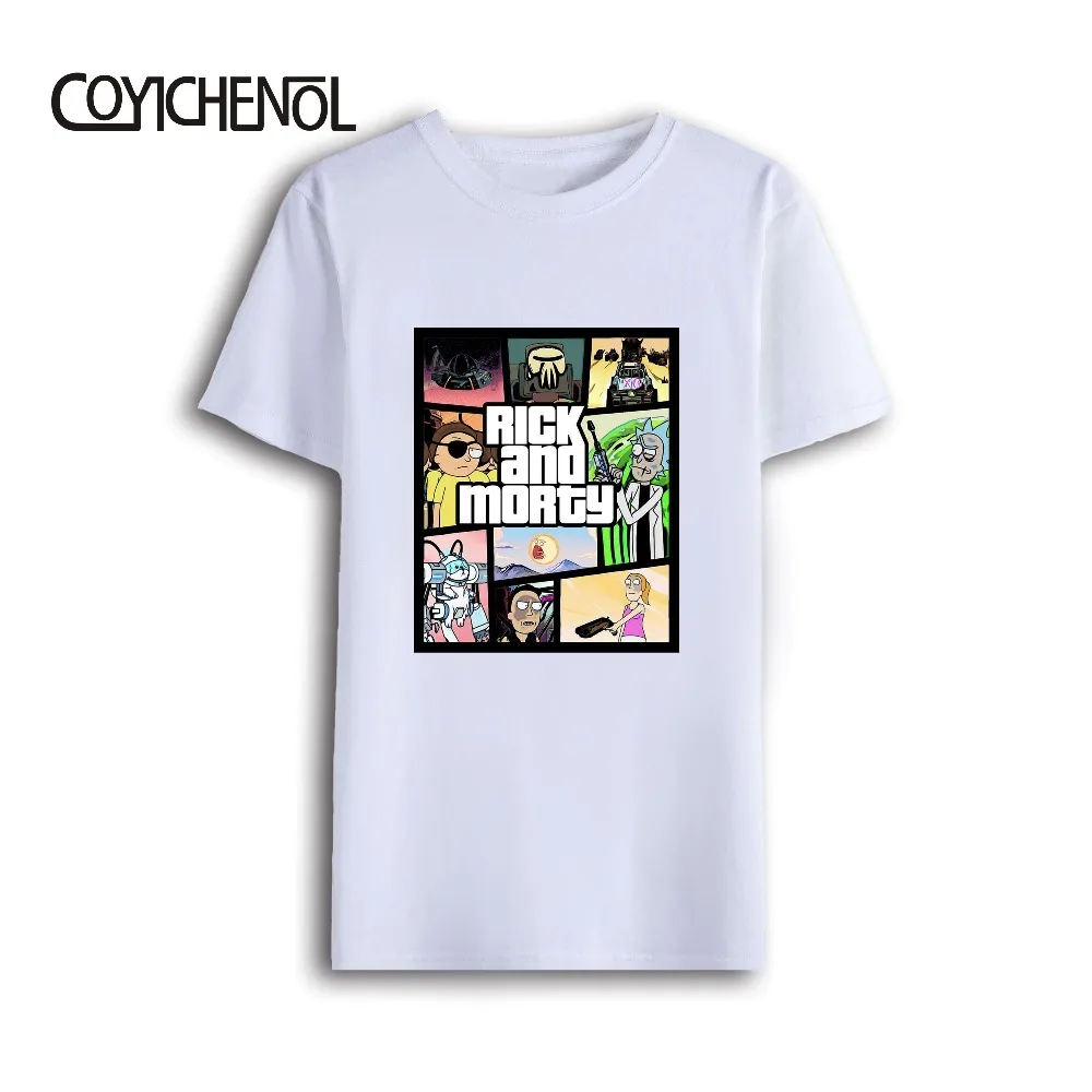 

Fashion rick and morty theme Model tops O-neck Double exposure top Funny Design Letter Print t shirt for men COYICHENOL