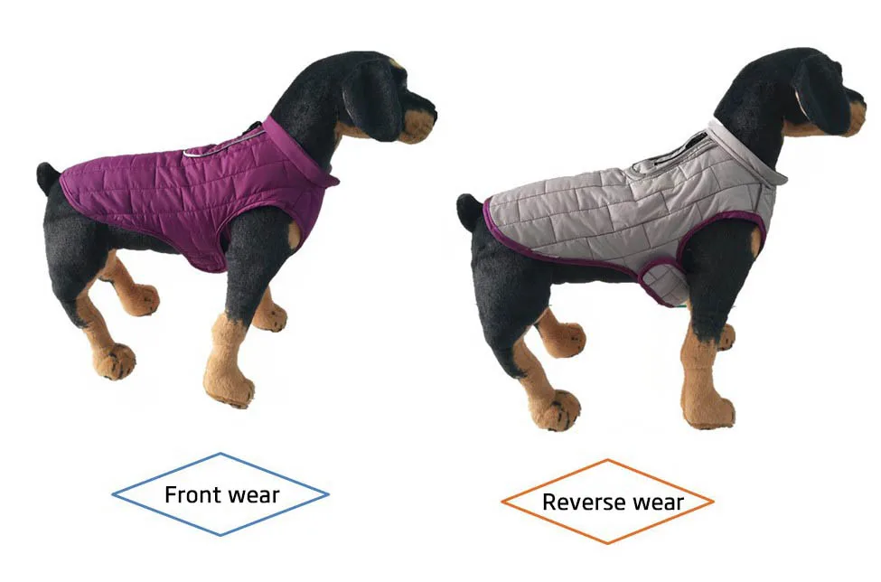 Reversible Winter Dog Jacket Vest Dual Use Pet Coat Warm Clothes For Dogs Waterproof Outdoor Outfit Clothes Chihuahua Pitbull 35