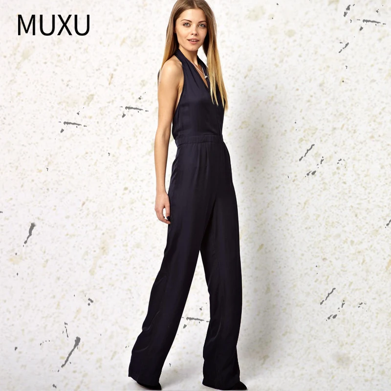 MUXU body rompers womens jumpsuit body suit jumpsuits for women bodies woman sexy black v neck jumpsuit tutine donna elegante Body