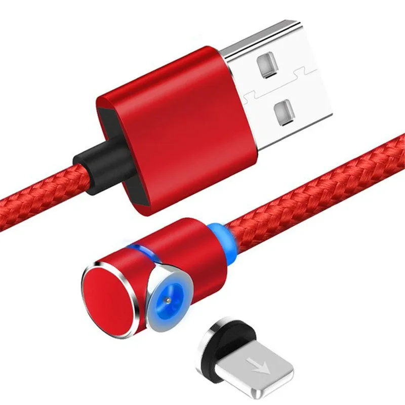 

1M 2M 90 Degree 8-PIN IOS USB Magnetic Fast Charging Cable Charger for iPhone 5 6 7 8 Plus X Round L Line LED indication