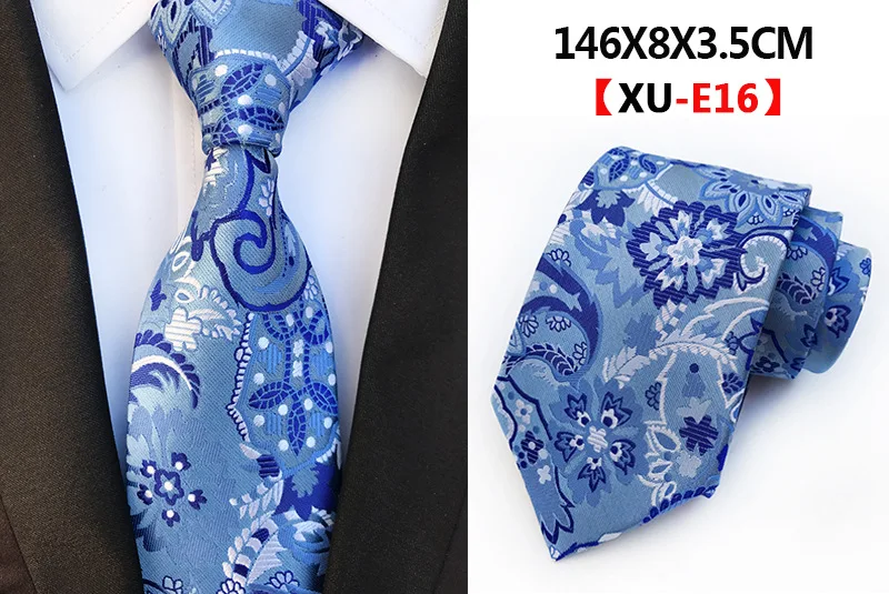 Модный цветочный формальный галстук 8 см, голубой, фиолетовый, жаккардовый шелковый галстук для мужчин, бизнес, Свадебная вечеринка, аксессуары для шеи - Цвет: A16