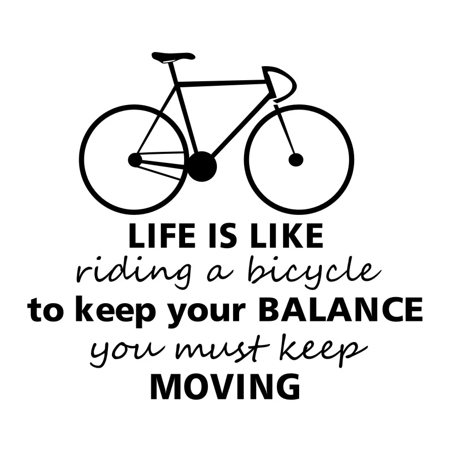 Life Is Like Riding A Bicycle Wall Stickers Retro Home Decor Vinyl Quotes Wall Decals Removable Room Decoration in Wall Stickers from Home & Garden on