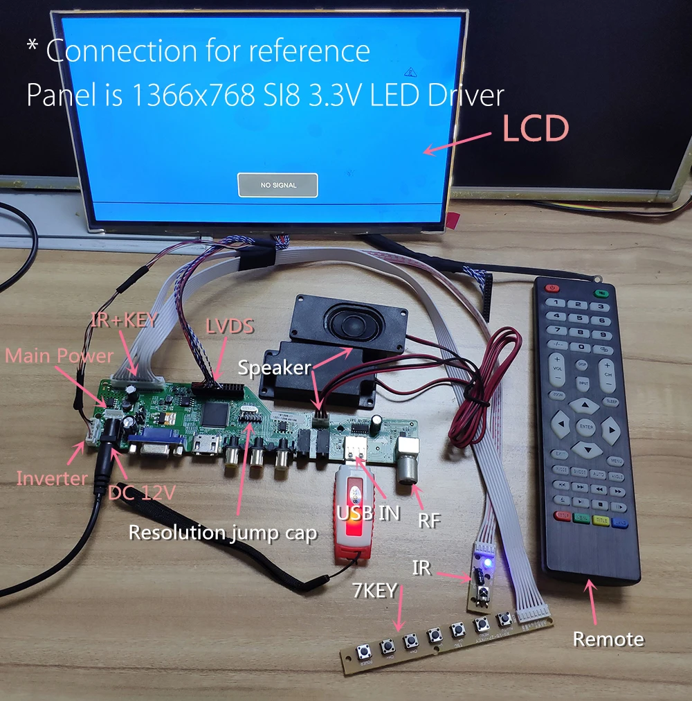 Free Program T.HD8503.03C Universal LCD TV Driver Board TV/AV/VGA/HDMI/USB Media+ 7Key button Russian language 5 OSD game gift