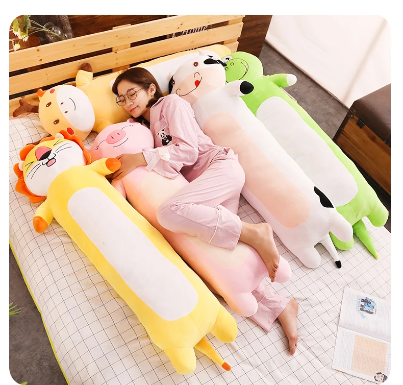 

80cm 120cm Cute Long Cow Plush Pillow Soft frog Lion deer plush toys birthday gifr sleepping Stuffed