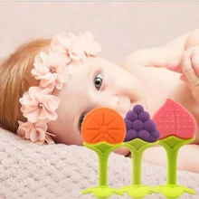 Bebê de Frutas e Vegetais Forma Vara Mastiga Dental escova de Dentes Treinamento Criança Anel de Dentição Silicone Bebe Infantil