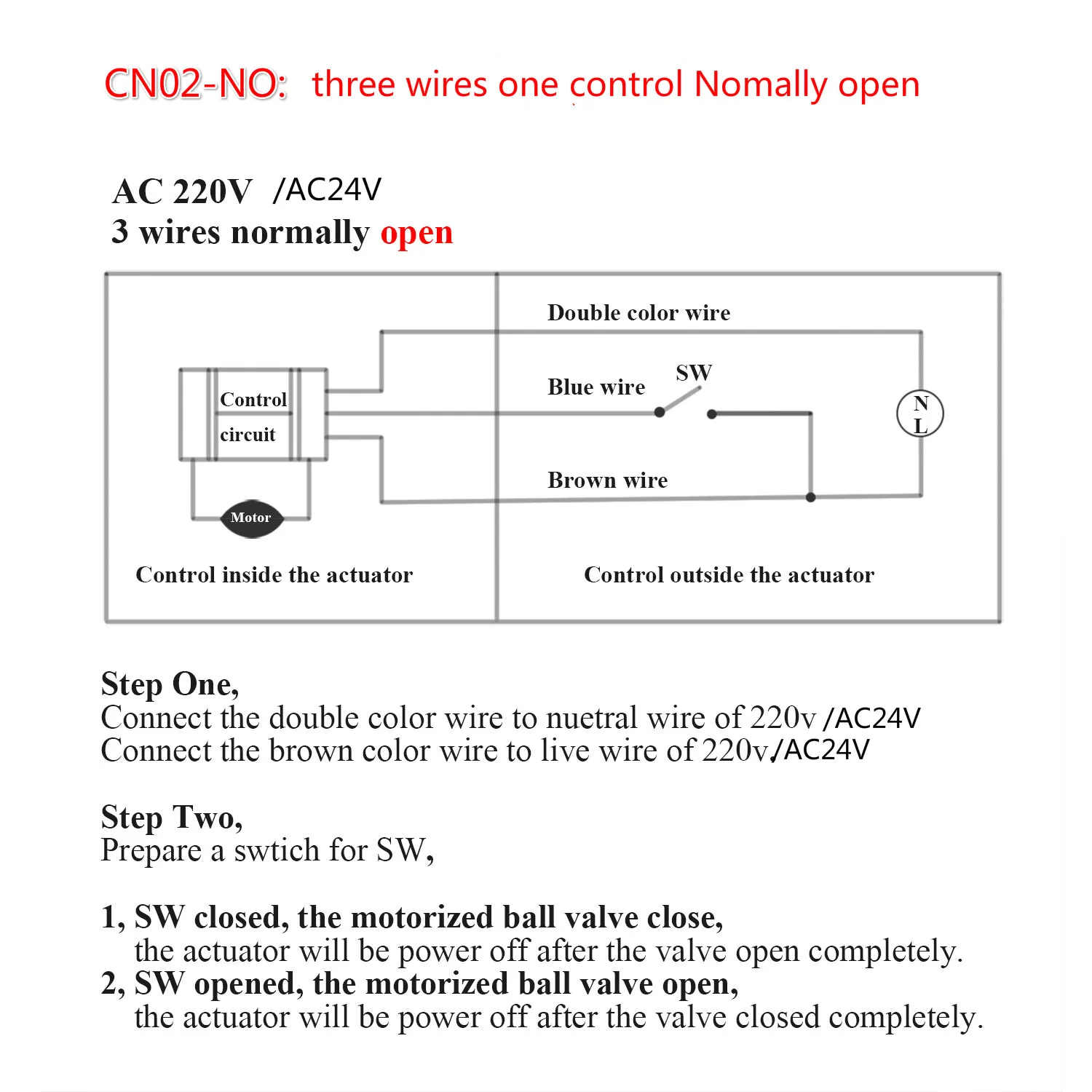 AC220V/24 V DC5V/12 V/24 V 2 way латунный моторизованный шаровой клапан электрический привод DN15-DN50 номинально открыть/закрыть