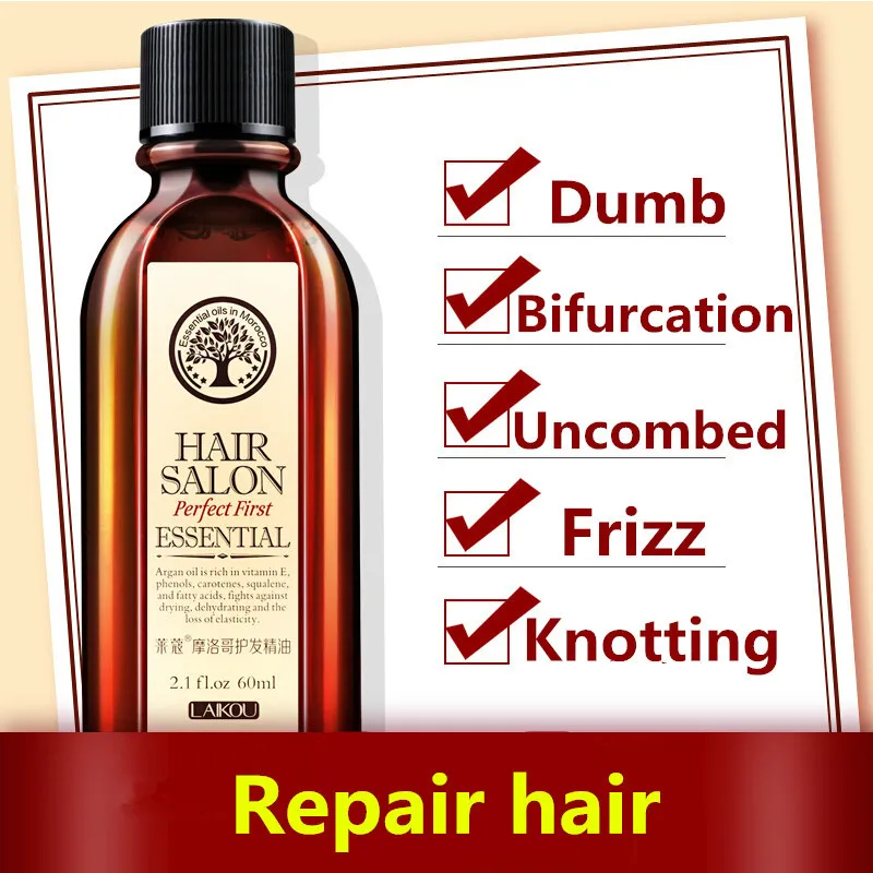 2PCS Moroccan Pure Argan Oil Hair Care 60ml Hair Oil Treatment For Dry