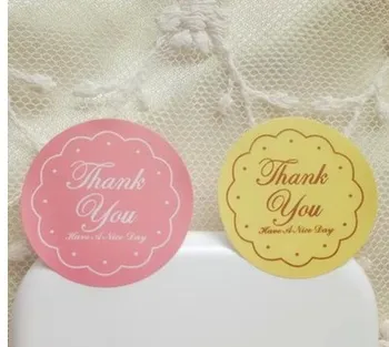

480pcsPink Yellow "thank You" Gift Seal Label Sticker For Bakery Cookie Bag Candy Chocolate Box Craft Packaging Decoration 2.7cm