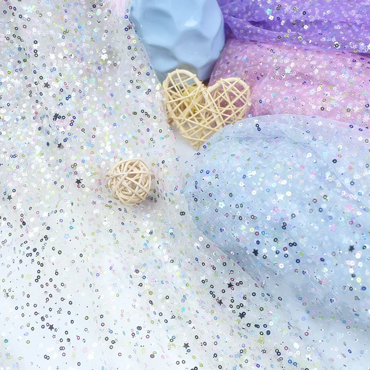 Звезда Луна сетчатая ткань с блестками сценическая одежда Ткань Свадебный декор для комнаты сетка Марлевое полотно для фотографического фона