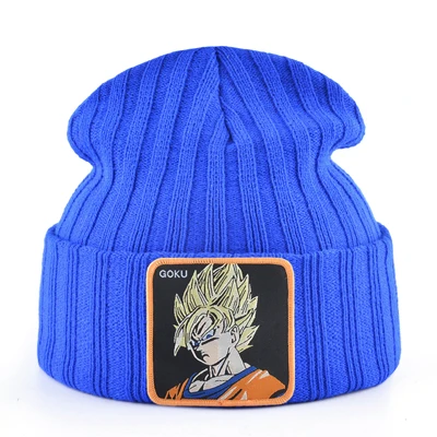 Модные dragon ball вязанные шапочки Skullies вязаные шапочки зимние, шапки для мужчин крутые Гоку beanie cap женские осенние повседневные Шапки chapeau femme - Цвет: BLUE2