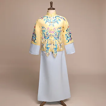 

Yellow Marriage Male Costume 2PCS Oriental Bridegroom Wedding Clothes Dragon Embroidery Tang Suit Chinese Traditional Clothing