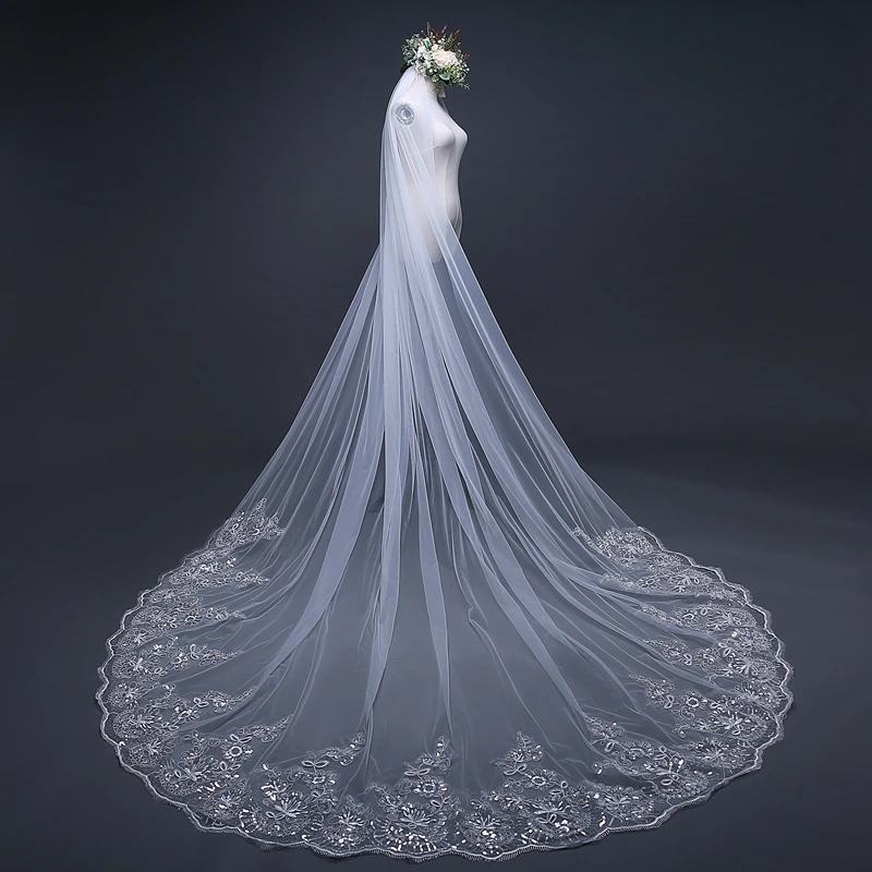 Long Lace-Edge Wedding Veil #5