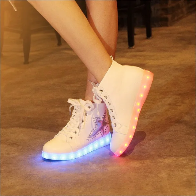 Buy Women led light up shoes color high top stars USB