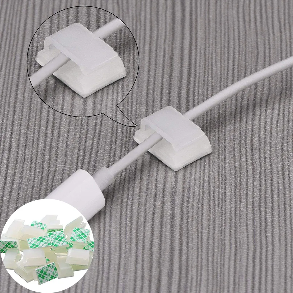 100 штук самоклеящийся клейкий кабель зажимы Провода управление кабельная стяжка USB зарядное устройство держатель кабеля инструмент