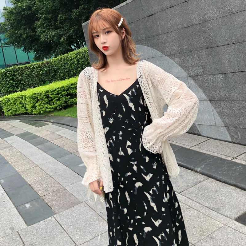 

Womens Lace Crochet Blouses Shirt Spring Summer Sunproof Blusas Office Lady Elegant Loose Tops and Blouses White Casual Women