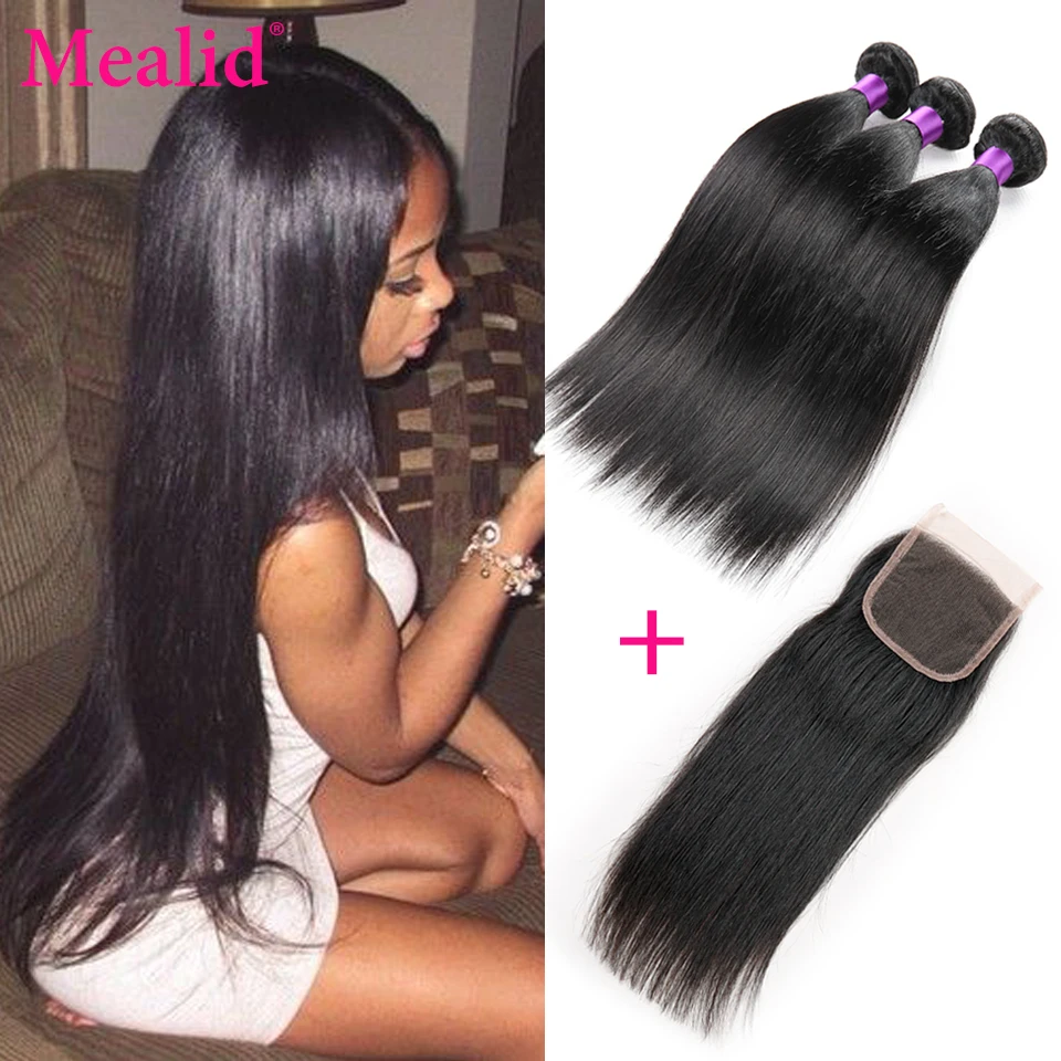 Brazilian Virgin Hair Straight With Closure 3 Bundles Brazilian Straight Hair With Closure 7a Unprocessed Cheap Human Hair Weave