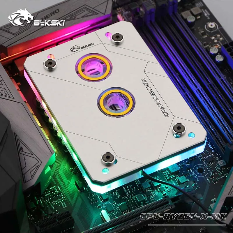 Водяной блок для процессора Bykski AMD AM3/AM3 +/AM4 RBW(5 В) черный/серебристый кулер воды
