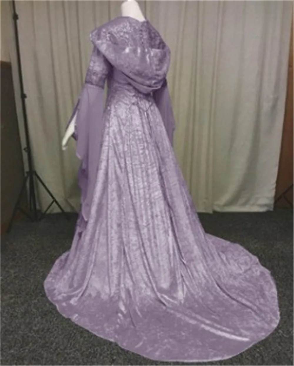 Новый для женщин Винтаж средневековый языческий свадебное платье с капюшоном Романтический фэнтезийное Платье Пол Длина платье для