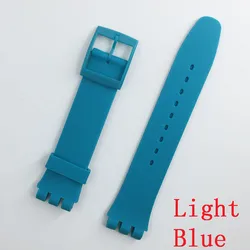 Elegant Black Silicone Watch Band with Buckle - 17mm/19mm/20mm Sizes Available - 16mm (Light Blue)