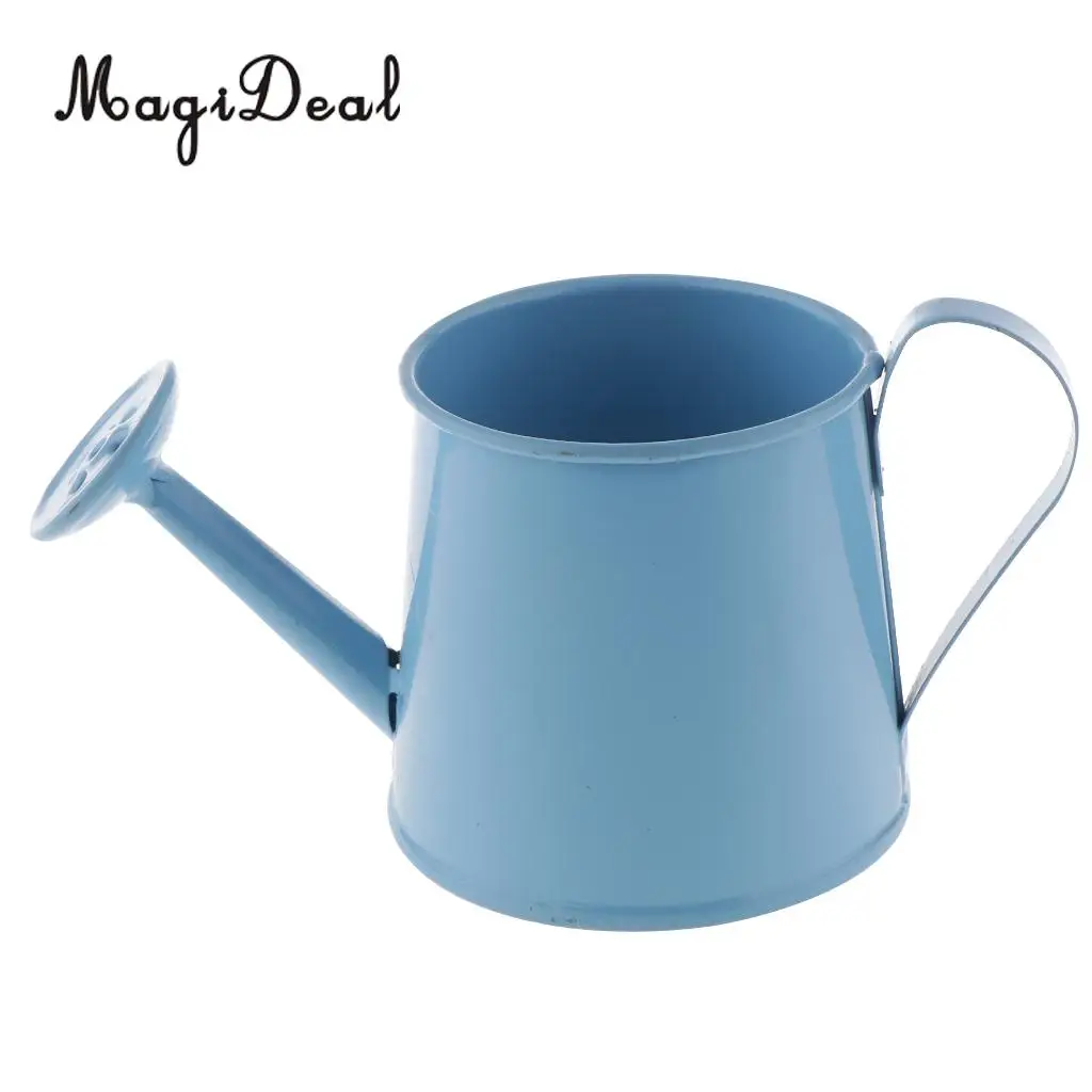 Pastoral Style Colorful Tin Flower Pot Mini Bonsai Watering Can Pot Succulent Plants Vase Decor