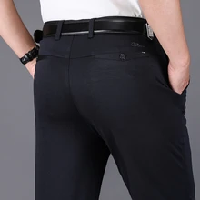 Мужские костюмные брюки высокого качества на весну и лето, мужские нарядные брюки, прямые деловые мужские формальные брюки, классические брюки