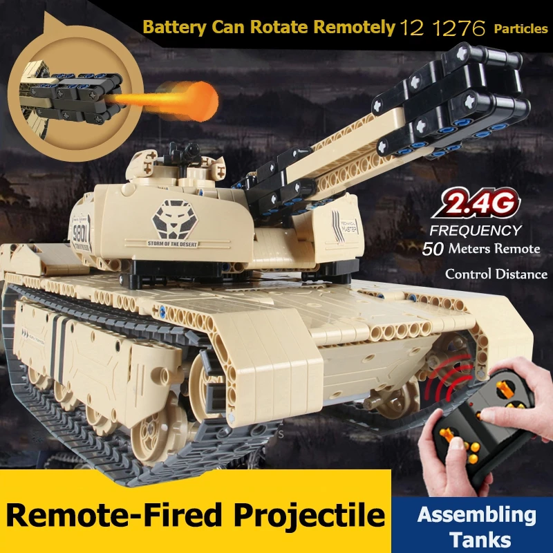 

New Educational Building Tank QH9801 Compatible Legos Rotary Launch Electric Tank Toys For Boy Best Gift And Friend Gifts